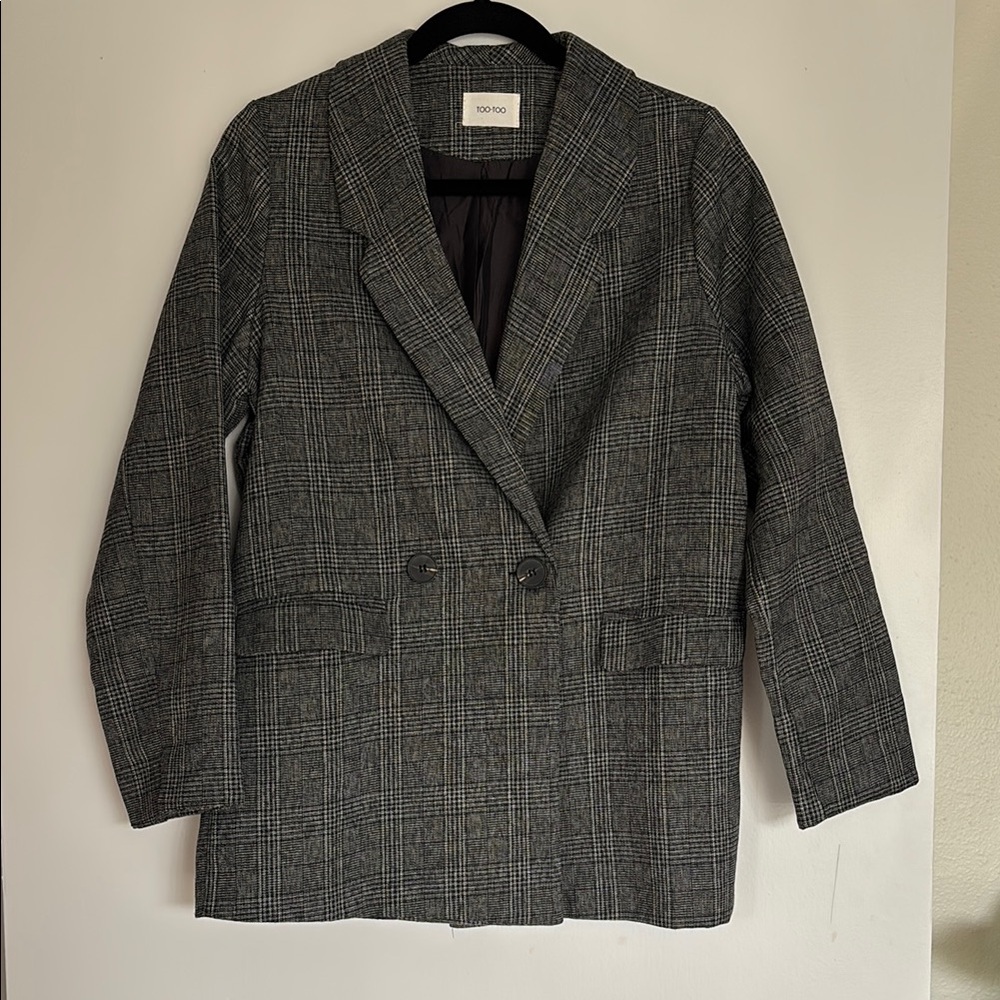 Women's Charcoal Checkered Blazer